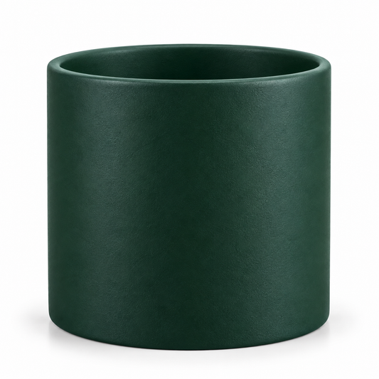 A dark forest green cylindrical cup or tumbler with a matte textured finish, shown on a clean white background.