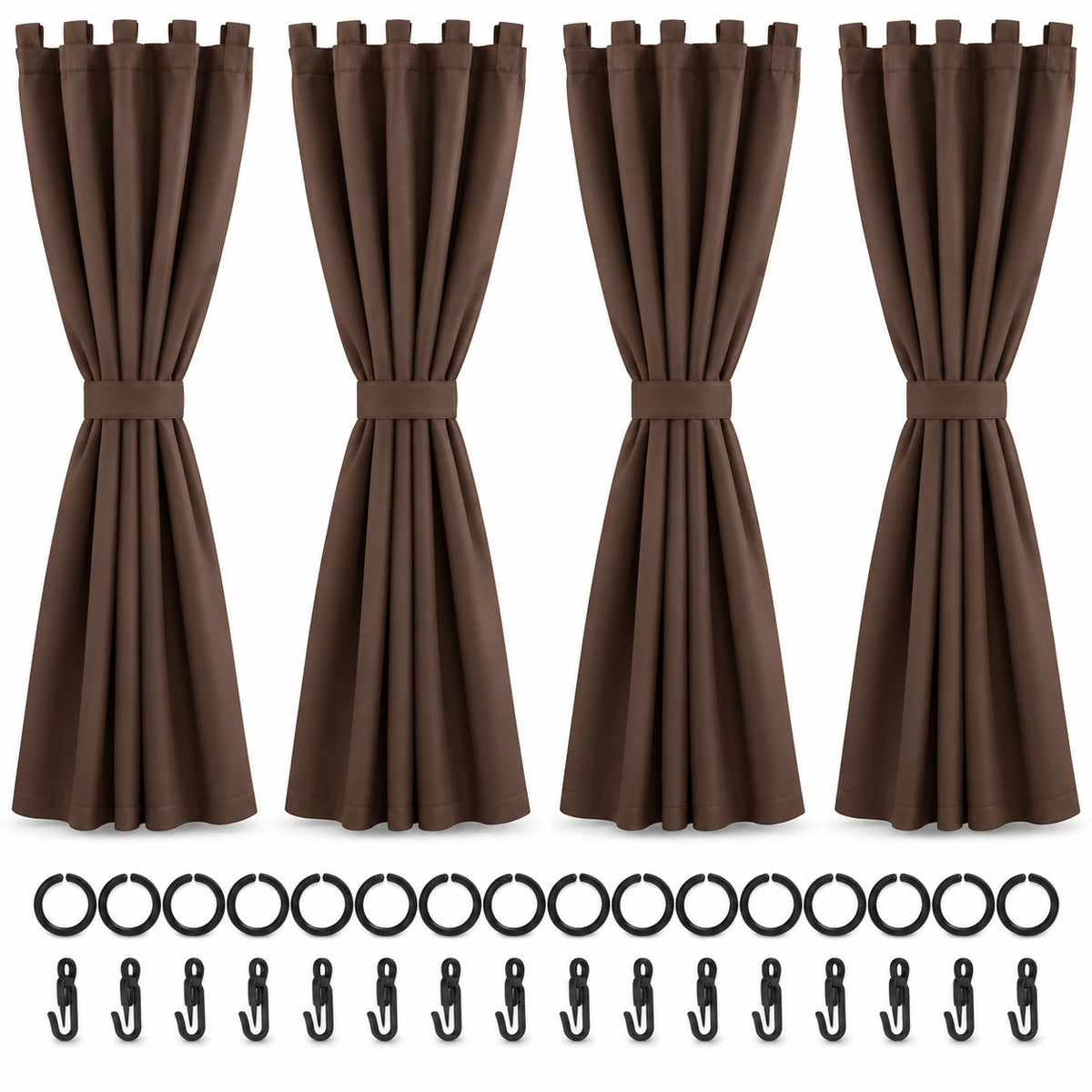 Gfilterspro Gazebo Replacement Curtains, 4 Panels, Dark Brown